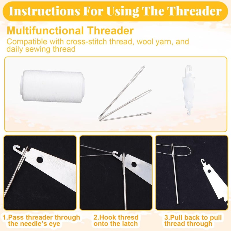DCCLISENCE 9 Pcs Large Eyes Sewing Needles with 4 Pcs Needle Threader, Embroidery Needles for Hand Sewing, Cross Stitch Needles for Hand Sewing, Hand Embroidery (Silver) - Image 3
